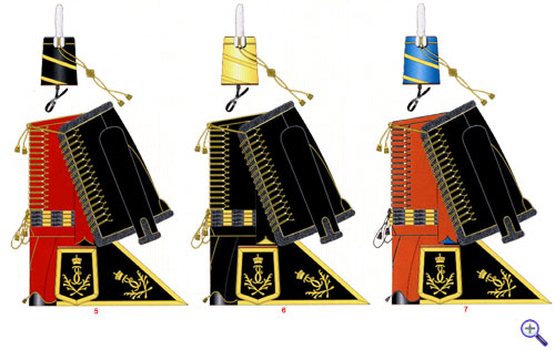 Униформа гусарских полков российской армии, 1775 год: (художники В.Передерий и С.Попов)<br />          <strong>5</strong> — Изюмский гусарский полк;<br />          <strong>6</strong> — Белорусский гусарский полк;<br />          <strong>7</strong> — Украинский гусарский полк;» border=»0″ class=»aligncenter» /></a><br />
<a rel=