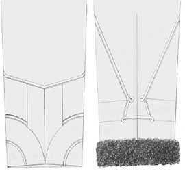 Рукав (вид сзади) доломана (слева) и ментика (справа) гусарского штаб-офицера