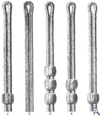 Плечевые шнуры нижних чинов гусарских полков русской армии образца 1843 года.