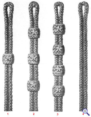 Офицерские плечевые шнурки гусарских полков русской армии, установленные 17 декабря 1844 года.