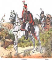 Трубач (справа) и гусар полка фон Гекинга (von Göcking), 1792 год